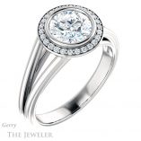 Round Cut Forever One Moissanite Engagement Ring #GTJ964-round-fo-w