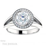 Round Cut Forever One Moissanite Engagement Ring #GTJ964-round-fo-w