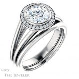 Round Cut Forever One Moissanite Engagement Ring #GTJ964-round-fo-w