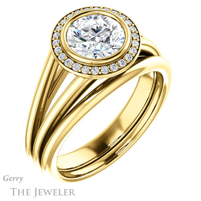 Round Cut Forever One Moissanite Engagement Ring #GTJ964-round-fo-y