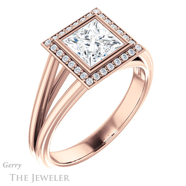 Princess Cut Forever One Moissanite Engagement Ring #GTJ964-square-fo-r