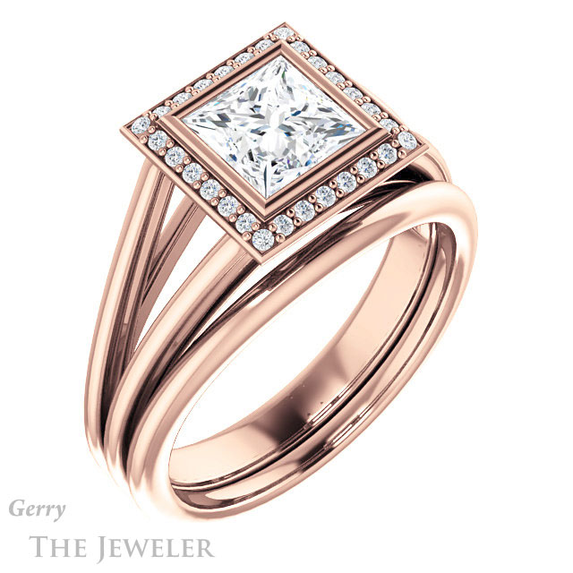 Princess Cut Forever One Moissanite Engagement Ring #GTJ964-square-fo-r