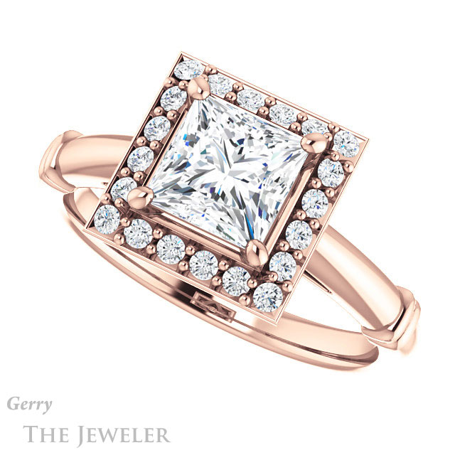 Princess Cut Forever One Moissanite Engagement Ring #GTJ965-square-fo-r | Gerry The Jeweler Princess Cut Forever One Moissanite Engagement Ring #GTJ965-square-fo-r