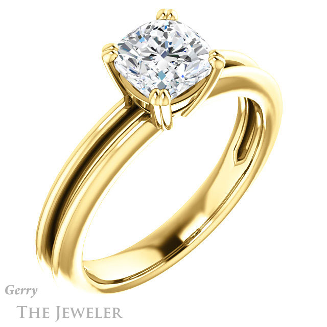 Cushion Cut Forever One Moissanite Engagement Ring #GTJ966-cushion-fo-y 4 Cushion Cut Forever One Moissanite Engagement Ring #GTJ966-cushion-fo-y