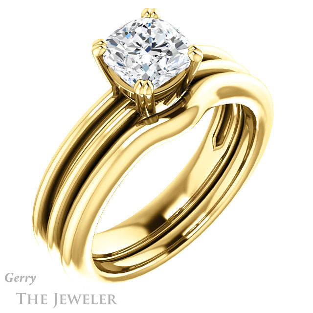 Cushion Cut Forever One Moissanite Engagement Ring #GTJ966-cushion-fo-y 6 Cushion Cut Forever One Moissanite Engagement Ring #GTJ966-cushion-fo-y