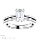Emerald Cut Forever One Moissanite Engagement Ring #GTJ966-emerald-fb-w 1 Emerald Cut Forever Brilliant Moissanite Engagement Ring #GTJ966-emerald-fb-w