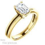 Emerald Cut Forever One Moissanite Engagement Ring #GTJ966-emerald-fb-y 4 Emerald Cut Forever Brilliant Moissanite Engagement Ring #GTJ966-emerald-fb-y