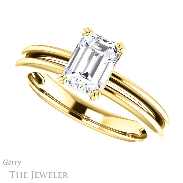 Emerald Cut Forever One Moissanite Engagement Ring #GTJ966-emerald-fb-y 5 Emerald Cut Forever Brilliant Moissanite Engagement Ring #GTJ966-emerald-fb-y