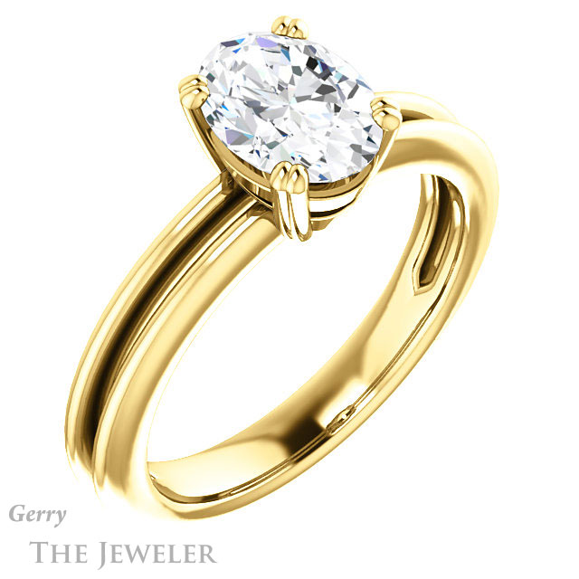 Oval Shaped Forever One Moissanite Engagement Ring #GTJ966-oval-fo-y 4 Oval Shaped Forever One Moissanite Engagement Ring #GTJ966-oval-fo-y