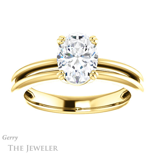 Oval Shaped Forever One Moissanite Engagement Ring #GTJ966-oval-fo-y 1 Oval Shaped Forever One Moissanite Engagement Ring #GTJ966-oval-fo-y