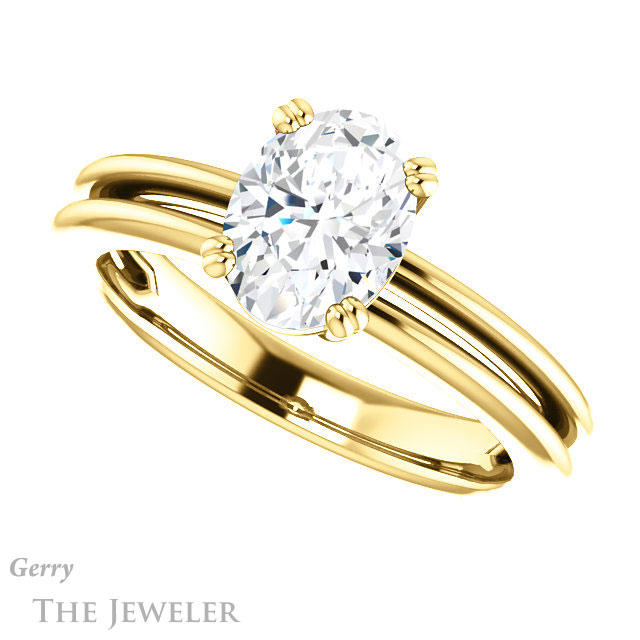 Oval Shaped Forever One Moissanite Engagement Ring #GTJ966-oval-fo-y 5 Oval Shaped Forever One Moissanite Engagement Ring #GTJ966-oval-fo-y