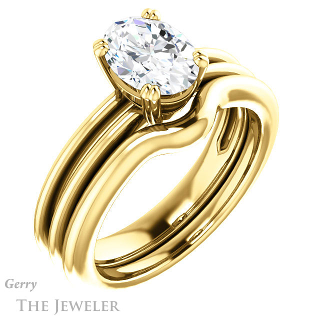 Oval Shaped Forever One Moissanite Engagement Ring #GTJ966-oval-fo-y 6 Oval Shaped Forever One Moissanite Engagement Ring #GTJ966-oval-fo-y