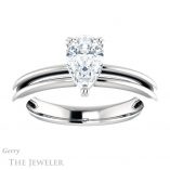 Pear Shaped Forever One Moissanite Engagement Ring #GTJ966-pear-fb-w 1 Pear Shaped Forever Brilliant Moissanite Engagement Ring #GTJ966-pear-fb-w