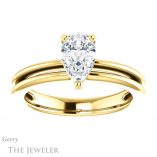 Pear Shaped Forever One Moissanite Engagement Ring #GTJ966-pear-fb-y 1 Pear Shaped Forever Brilliant Moissanite Engagement Ring #GTJ966-pear-fb-y