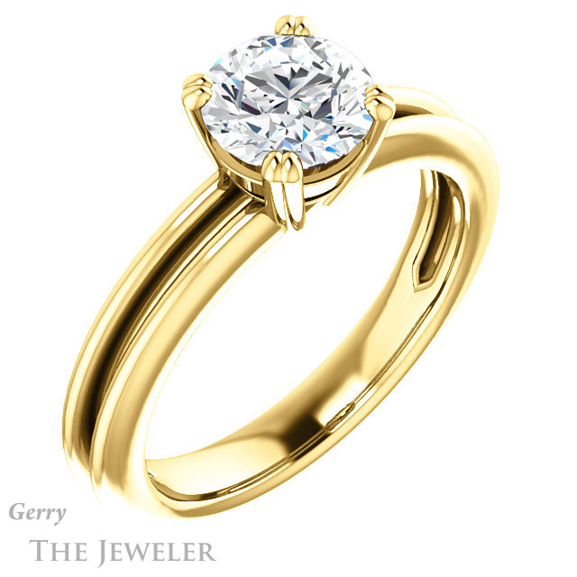 Round Cut Forever One Moissanite Engagement Ring #GTJ966-round-fo-y 4 Round Cut Forever One Moissanite Engagement Ring #GTJ966-round-fo-y