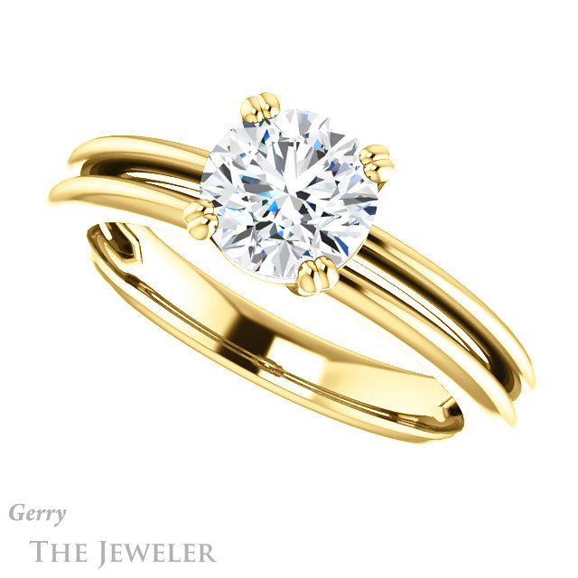 Round Cut Forever One Moissanite Engagement Ring #GTJ966-round-fo-y 5 Round Cut Forever One Moissanite Engagement Ring #GTJ966-round-fo-y