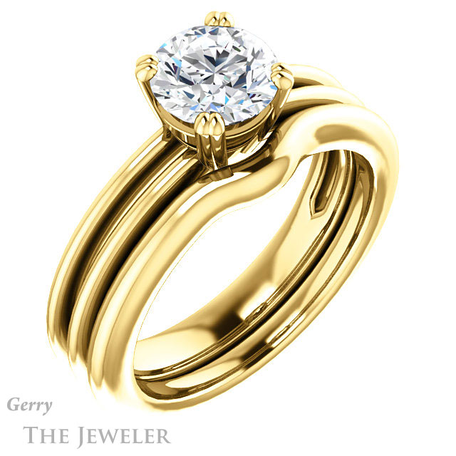 Round Cut Forever One Moissanite Engagement Ring #GTJ966-round-fo-y 6 Round Cut Forever One Moissanite Engagement Ring #GTJ966-round-fo-y