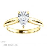 Pear Shaped Forever One Moissanite Engagement Ring #GTJ967-pear-fb-y 1 Pear Shaped Forever Brilliant Moissanite Engagement Ring #GTJ967-pear-fb-y