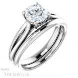 Round Cut Forever One Moissanite Engagement Ring #GTJ967-round-fo-w
