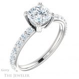Cushion Cut Forever One Moissanite Engagement Ring #GTJ968-cushion-fo-w 4 Cushion Cut Forever One Moissanite Engagement Ring #GTJ968-cushion-fo-w