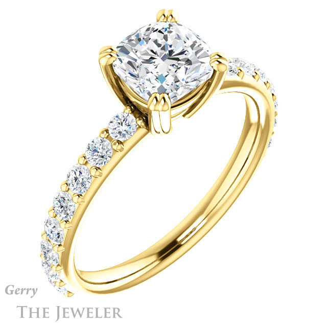 Cushion Cut Forever One Moissanite Engagement Ring #GTJ968-cushion-fo-y