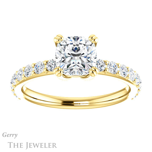 Cushion Cut Forever One Moissanite Engagement Ring #GTJ968-cushion-fo-y