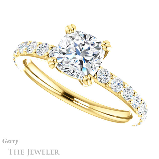 Cushion Cut Forever One Moissanite Engagement Ring #GTJ968-cushion-fo-y