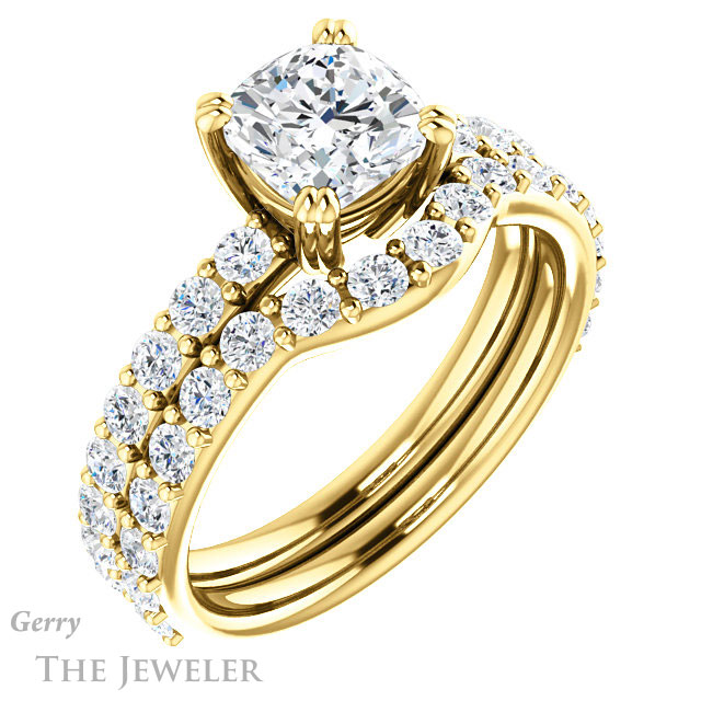Cushion Cut Forever One Moissanite Engagement Ring #GTJ968-cushion-fo-y
