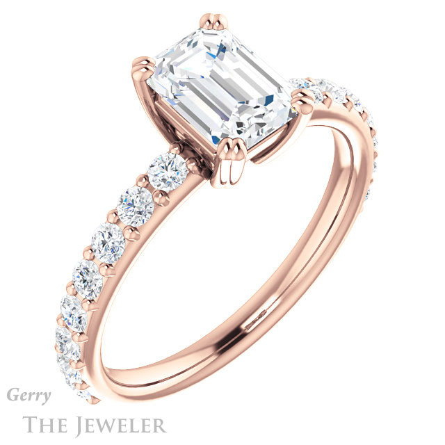 Emerald Cut Forever Brilliant Moissanite Engagement Ring #GTJ968-emerald-fb-r
