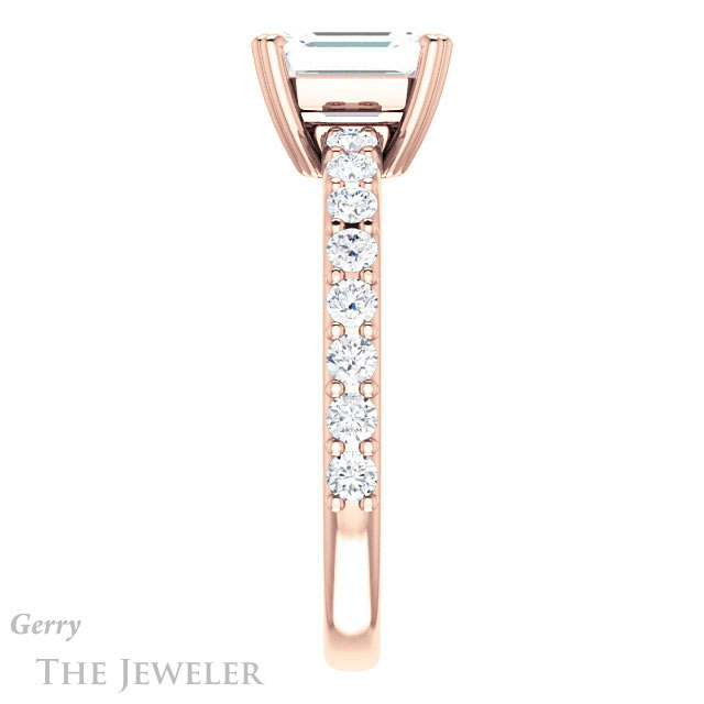 Emerald Cut Forever Brilliant Moissanite Engagement Ring #GTJ968-emerald-fb-r