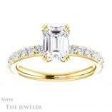 Emerald Cut Forever One Moissanite Engagement Ring #GTJ968-emerald-fb-y 1 Emerald Cut Forever Brilliant Moissanite Engagement Ring #GTJ968-emerald-fb-y