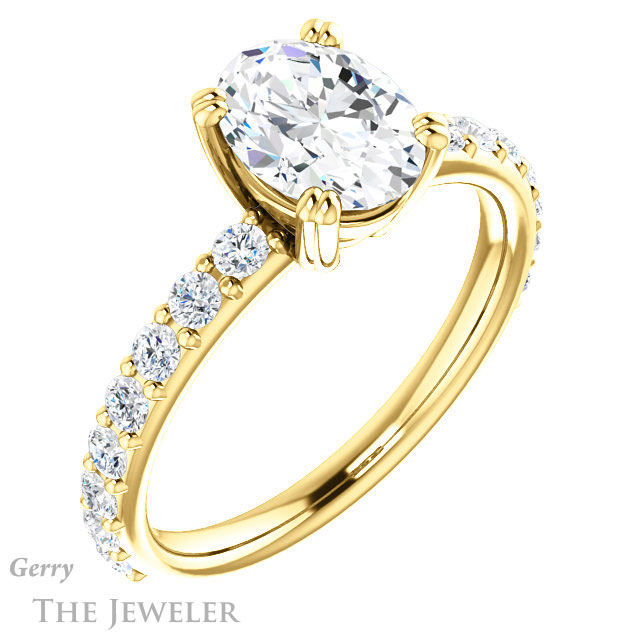 Oval Shaped Forever One Moissanite Engagement Ring #GTJ968-oval-fo-y 4 Oval Shaped Forever One Moissanite Engagement Ring #GTJ968-oval-fo-y