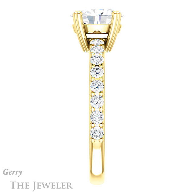 Oval Shaped Forever One Moissanite Engagement Ring #GTJ968-oval-fo-y 3 Oval Shaped Forever One Moissanite Engagement Ring #GTJ968-oval-fo-y