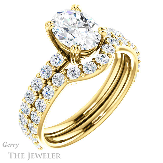 Oval Shaped Forever One Moissanite Engagement Ring #GTJ968-oval-fo-y 6 Oval Shaped Forever One Moissanite Engagement Ring #GTJ968-oval-fo-y