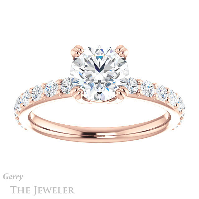 Round Cut Forever One Moissanite Engagement Ring #GTJ968-round-fo-r