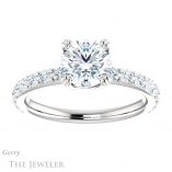 Round Cut Forever One Moissanite Engagement Ring #GTJ968-round-fo-w