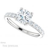 Round Cut Forever One Moissanite Engagement Ring #GTJ968-round-fo-w