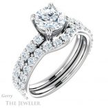 Round Cut Forever One Moissanite Engagement Ring #GTJ968-round-fo-w