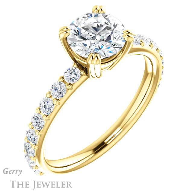Round Cut Forever One Moissanite Engagement Ring #GTJ968-round-fo-y