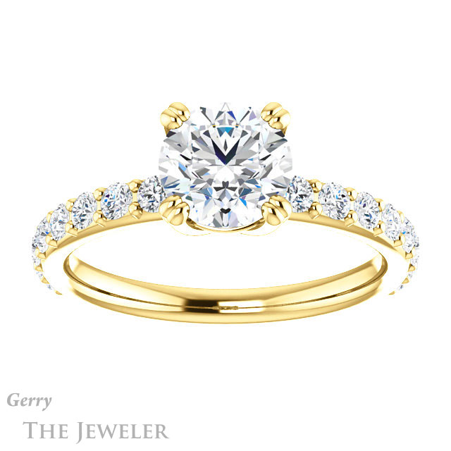 Round Cut Forever One Moissanite Engagement Ring #GTJ968-round-fo-y