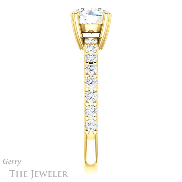 Round Cut Forever One Moissanite Engagement Ring #GTJ968-round-fo-y