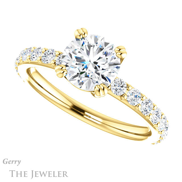Round Cut Forever One Moissanite Engagement Ring #GTJ968-round-fo-y