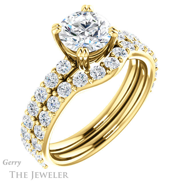 Round Cut Forever One Moissanite Engagement Ring #GTJ968-round-fo-y