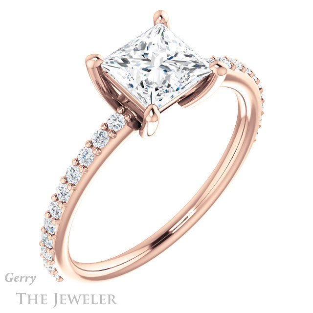 Princess Cut Forever One Moissanite Engagement Ring #GTJ969-square-fo-r 4 Princess Cut Forever One Moissanite Engagement Ring #GTJ969-square-fo-r
