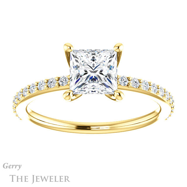 Princess Cut Forever One Moissanite Engagement Ring #GTJ969-square-fo-y