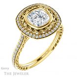 Cushion Cut Forever One Moissanite Engagement Ring #GTJ970-cushion-fo-y 4 Cushion Cut Forever One Moissanite Engagement Ring #GTJ970-cushion-fo-y