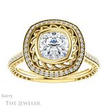 Cushion Cut Forever One Moissanite Engagement Ring #GTJ970-cushion-fo-y 1 Cushion Cut Forever One Moissanite Engagement Ring #GTJ970-cushion-fo-y