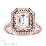 Emerald Cut Forever One Moissanite Engagement Ring #GTJ970-emerald-fb-r 1 Emerald Cut Forever Brilliant Moissanite Engagement Ring #GTJ970-emerald-fb-r