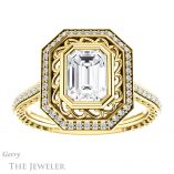 Emerald Cut Forever One Moissanite Engagement Ring #GTJ970-emerald-fb-y 1 Emerald Cut Forever Brilliant Moissanite Engagement Ring #GTJ970-emerald-fb-y