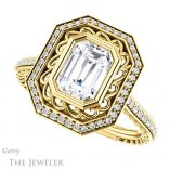 Emerald Cut Forever One Moissanite Engagement Ring #GTJ970-emerald-fb-y 5 Emerald Cut Forever Brilliant Moissanite Engagement Ring #GTJ970-emerald-fb-y